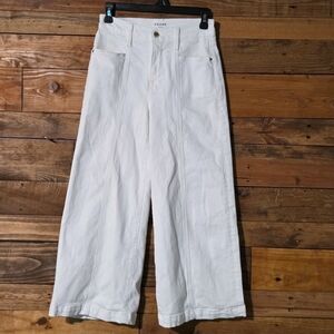 Frame White High Rise Wide Leg Crop Jeans Stretch Women’s Cropped Denim